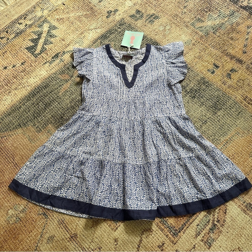 NWT Ella Gray Navy and White Kids Dress sz L